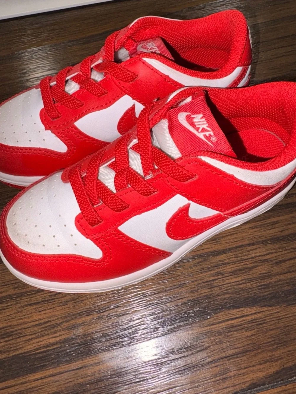 Nike Kids Red and White Low-Top Sneakers